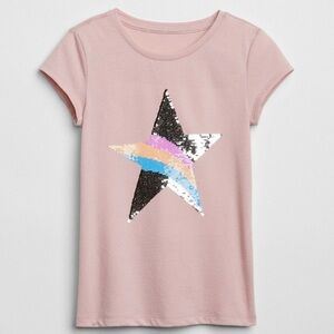 Gap Kids Pink Sequin Star Short Sleeve Tee Shirt Girls Size S 6/7